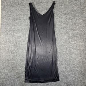 Patrizia Pepe Black Slip Dress Sz 44 US M Satin Look Minimalist Italy Sleeveless